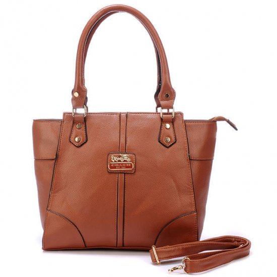 Coach Logo Medium Brown Satchels BJI | Women - Click Image to Close